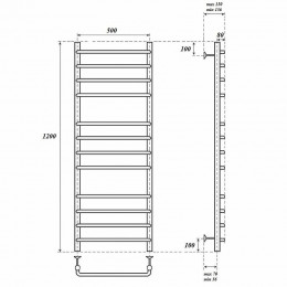 Полотенцесушитель водяной Point PN09152 П12 500x1200 хром
