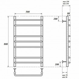 Полотенцесушитель водяной Point PN09158 П7 500x800 хром