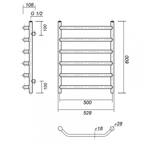 Полотенцесушитель водяной Domoterm Лаура П6 500*600 АБР