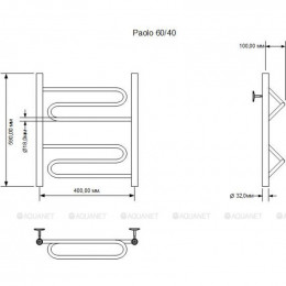 Полотенцесушитель водяной Aquanet Paolo 600x400, хром 00266731