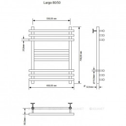 Полотенцесушитель водяной Aquanet Largo 800x500, хром 00266745