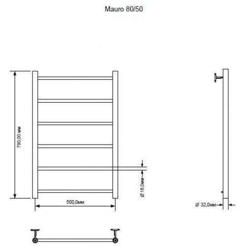 Полотенцесушитель Aquanet Mauro 282003 80х50 правый хром
