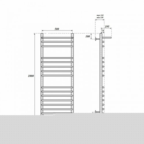 Полотенцесушитель электрический Point PN05150SPE П14 500x1000 левый/правый хром