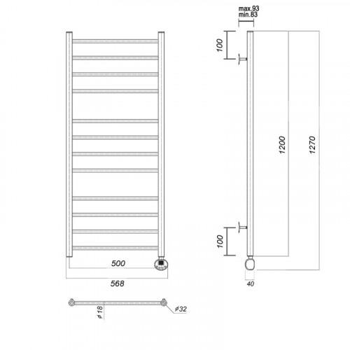 Полотенцесушитель электрический Domoterm Медея П12 (4-4-4) 500x1200 ER