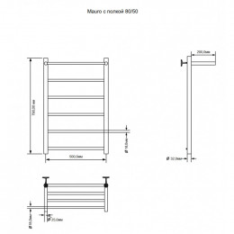 Полотенцесушитель Aquanet Mauro 282007 80х50 правый хром