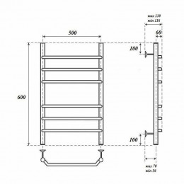 Полотенцесушитель водяной Point PN07156 П6 500x600 хром