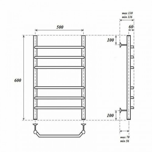 Полотенцесушитель водяной Point PN07156 П6 500x600 хром