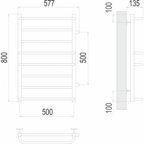 Полотенцесушитель водяной Terminus Евромикс П8 500*796 с б/п