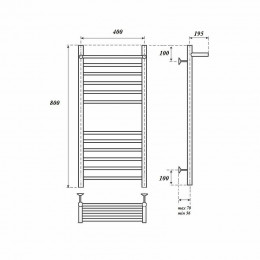 Полотенцесушитель водяной Point PN10148SP П11 400x800 с полкой хром
