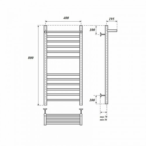 Полотенцесушитель водяной Point PN10148SP П11 400x800 с полкой хром