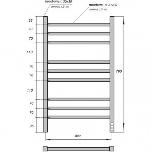 Полотенцесушитель электрический Point PN71858W П9 500x800 белый