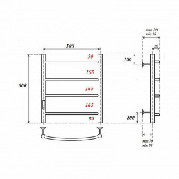 Полотенцесушитель электрический Point PN04756 П4 500x600 хром