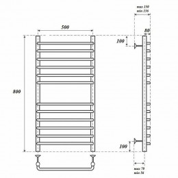 Полотенцесушитель водяной Point PN09158S П12 500x800, хром