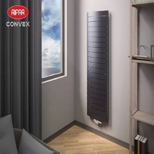 Биметаллический радиатор Rifar Convex Ventil 500/18 секций с нижним центральным подключением, антрацит
