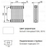 Трубчатый радиатор Zehnder Charleston 3057/10 секций, боковое подключение №1270, 3/4", RAL 9016 (белый)