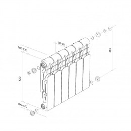 Радиатор алюминиевый Royal Thermo Revolution 350 8 секций