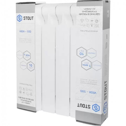 Радиатор алюминиевый Stout Vega 500 6 секций боковое подключение