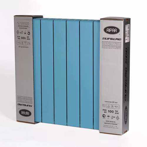 Биметаллический радиатор Rifar Supremo 500, 8 секций, Сапфир