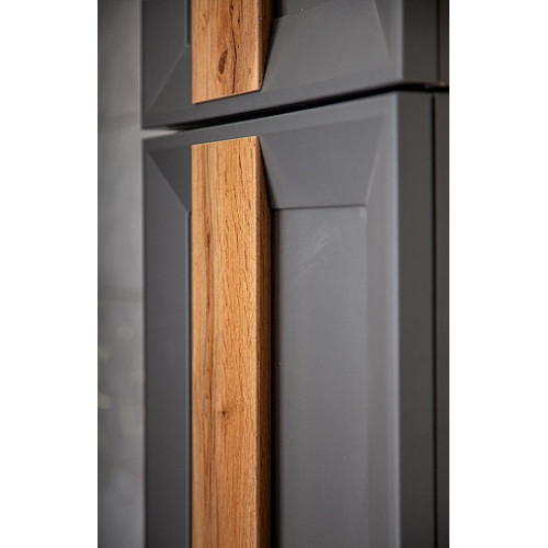 Бриклаер Шкаф подвесной Берлин 40x90 оникс серый с ручкой дуб золотой