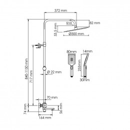 Душевая система WasserKRAFT A199.262.201.BG Thermo золото