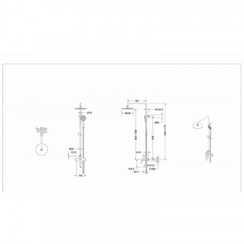 Душевая стойка Bravat Rhein F6429564BW-A-ENG