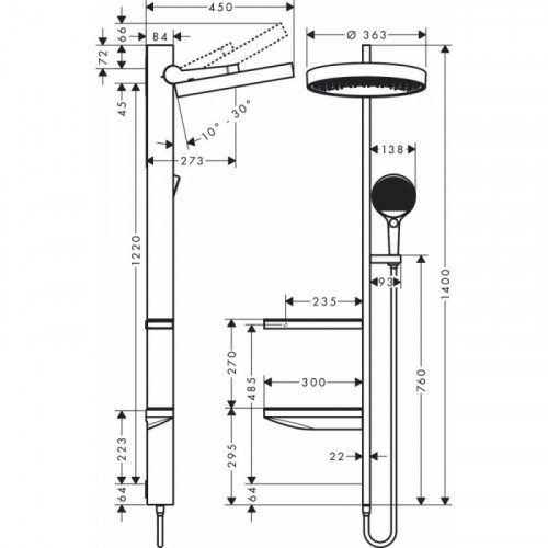 Душевая система Hansgrohe Rainfinity 26842700 Showerpipe 360 1jet белый матовый