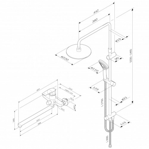 Душевой комплект Am.Pm Gem F40890A94 хром