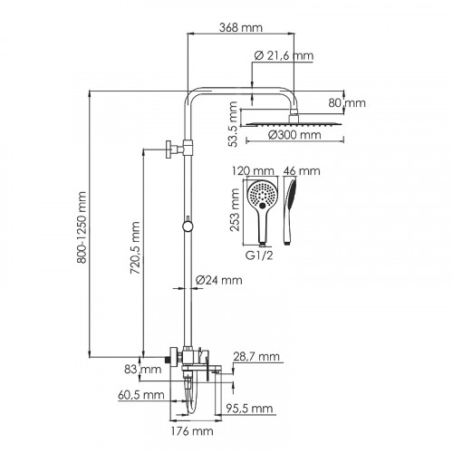 Душевая система WasserKRAFT A185.161.155.WM белая