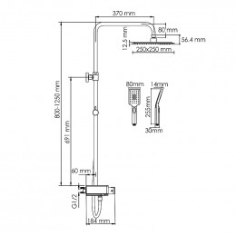 Душевая система WasserKRAFT A114.255.130.CB Thermo черный