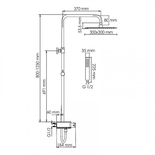 Душевая система WasserKRAFT A114.162.130.CB Thermo черный