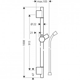 Штанга для душа Hansgrohe Unica S Puro 90 см, 28631670, черный матовый