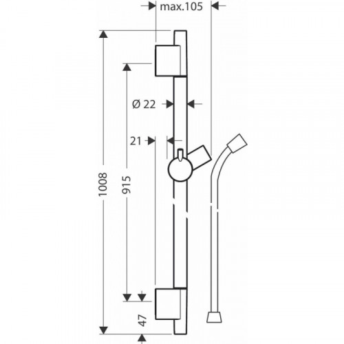 Штанга для душа Hansgrohe Unica S Puro 90 см, 28631670, черный матовый