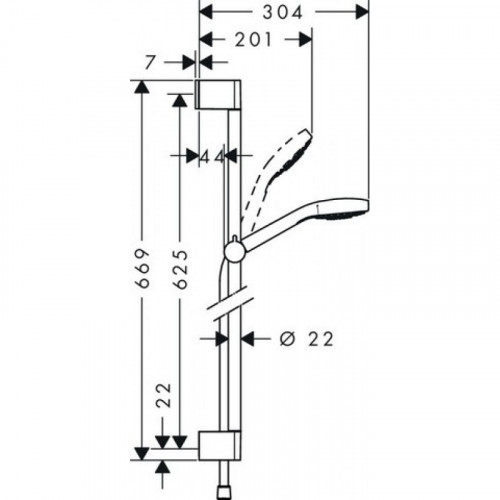 Душевой гарнитур Hansgrohe Croma Select S Multi Unica 26561400 65 см