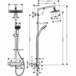 Душевая система Hansgrohe Croma E Showerpipe 280 1jet 27630000 c термостатом, хром