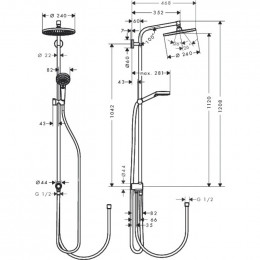 Душевой гарнитур Hansgrohe Crometta S 240 1jet Showerpipe Rеno 27270000 с верхним душем