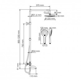 Душевая система WasserKRAFT A288.077.078.BM Thermo черная