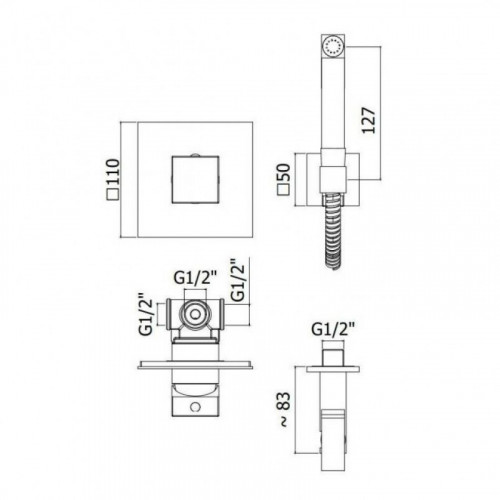 Гигиенический душ Paffoni Tweet Square KITDUP112CR хром