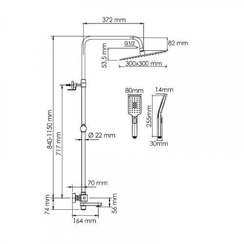 Душевая система WasserKRAFT A199.260.201.BG Thermo золото