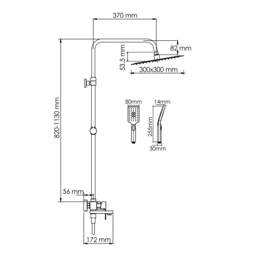 Душевая система WasserKRAFT A277.162.130.BM черный