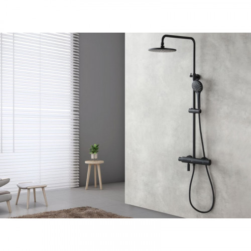 Душевая система Lemark Bronx LM3772BL с термостатом черный матовый