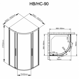 Душевой уголок DTO HC 90 Chrome 90х90 прозрачное/хром