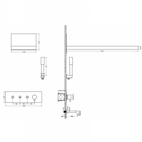Душевая система встраиваемая Boheme Fusion 130-2-MW белый матовый