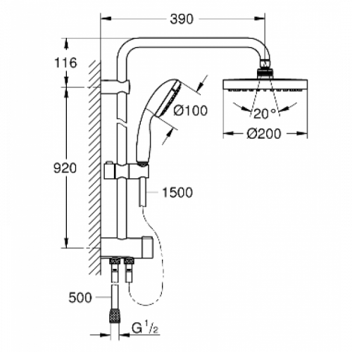 Душевая система Grohe New Tempesta 200 26452001