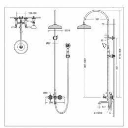 Душевая колонна со смесителем для ванны Bravat Art F65193BAF-A2-RUS