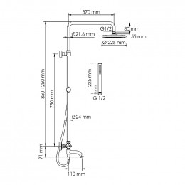 Душевая система WasserKRAFT A288.077.217.BM Thermo черный