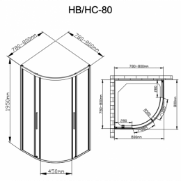 Душевой уголок DTO HC 80 Chrome 80х80 прозрачное/хром