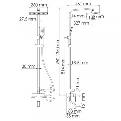 Душевой комплект со смесителем WasserKRAFT A16501  9062840