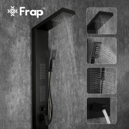 Душевая панель Frap F24005-6 с гидромассажем черный матовый