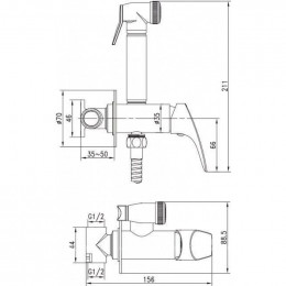 Смеситель с гигиеническим душем Aquanet Atletic AF310-52C хром