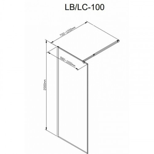 Душевая перегородка DTO LB 100 Black стекло с узором/черный